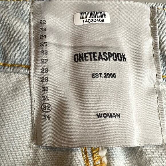 NWT One Teaspoon Brando Denim Mini Skirt Womens 32 11/12 Lightwash Barely Blue - Picture 14 of 15